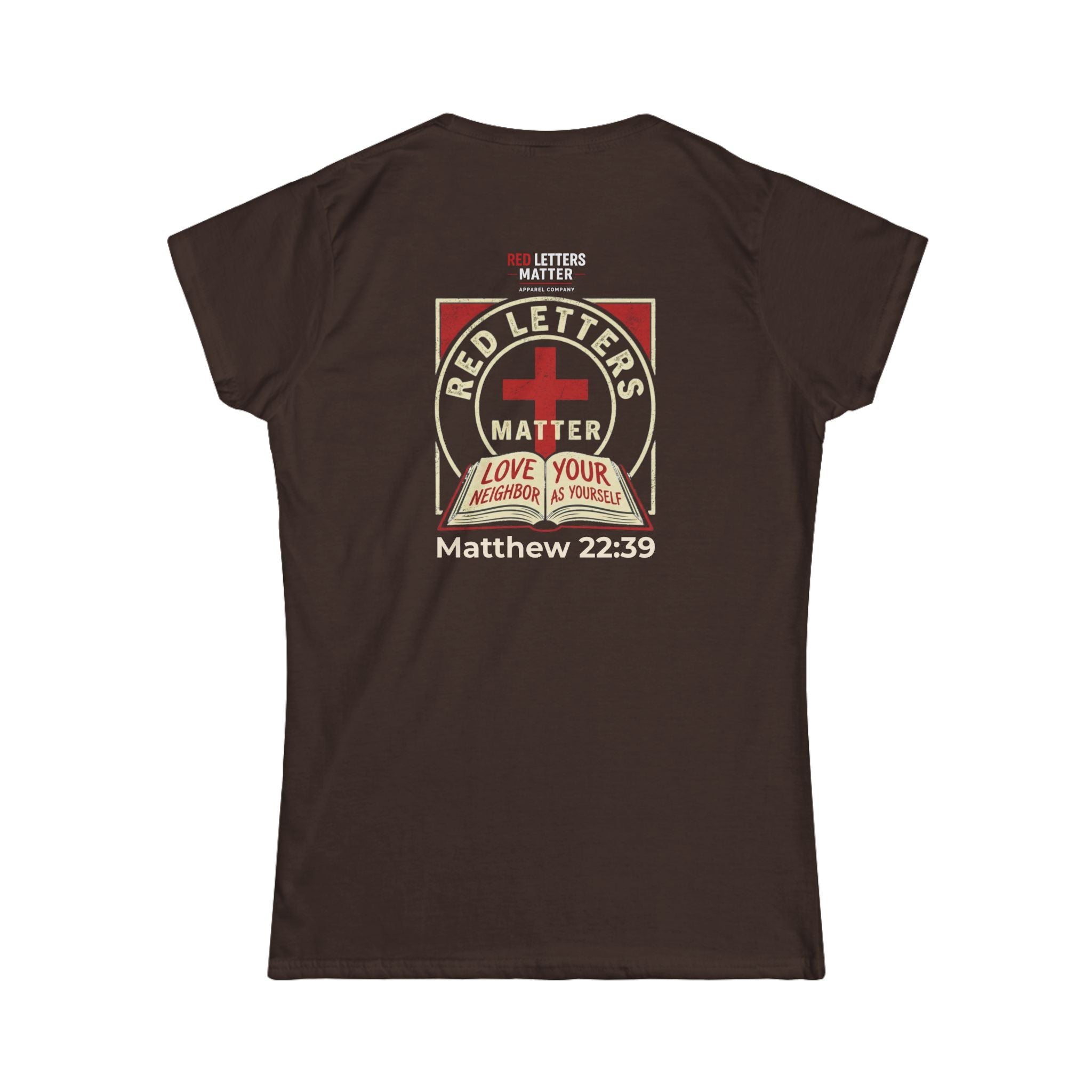 Women's Fit "Red Letters Matter" — Matthew 22:39 Christian - Gildan 64000L T‑Shirt