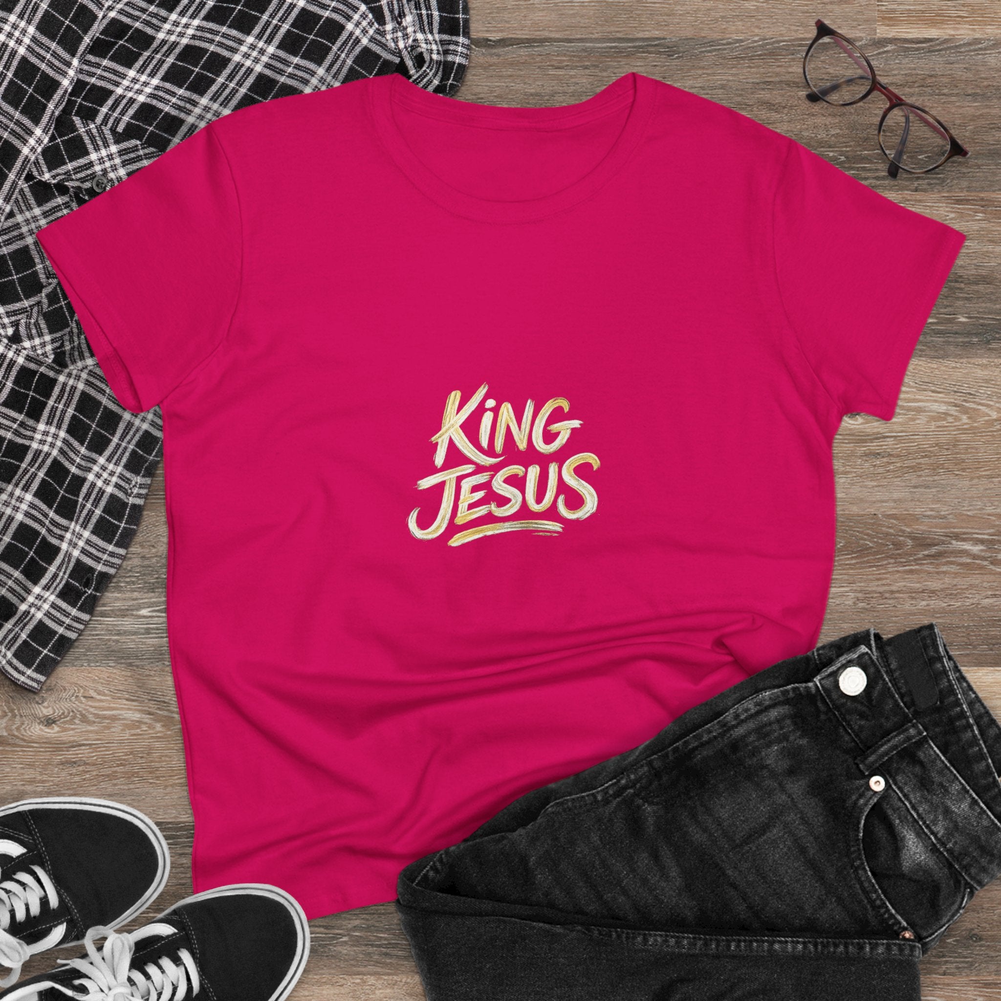 Women's King Jesus T-Shirt — "All Hail King Jesus" Christian Faith Tee