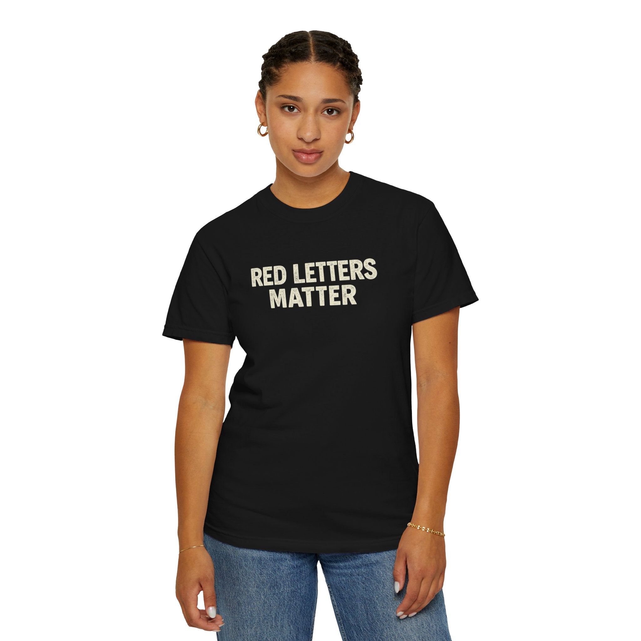 Unisex - Red Letters Matter T‑Shirt — Matthew 22:39 Christian Faith - Comfort Colors Tee