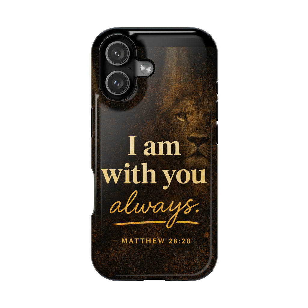 Christian Phone Case — "I Am With You Always" Matthew 28:20 Lion Magnetic Impact Case