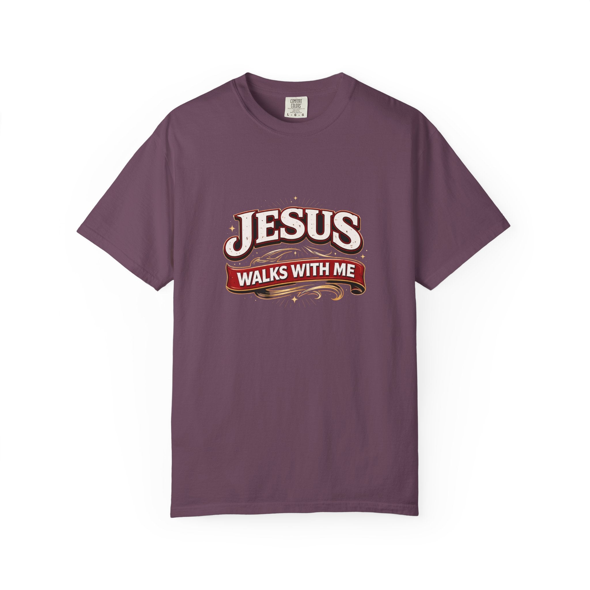 Unisex - Jesus Walks With Me T-Shirt — (Matthew 28:20) - Comfort Colors