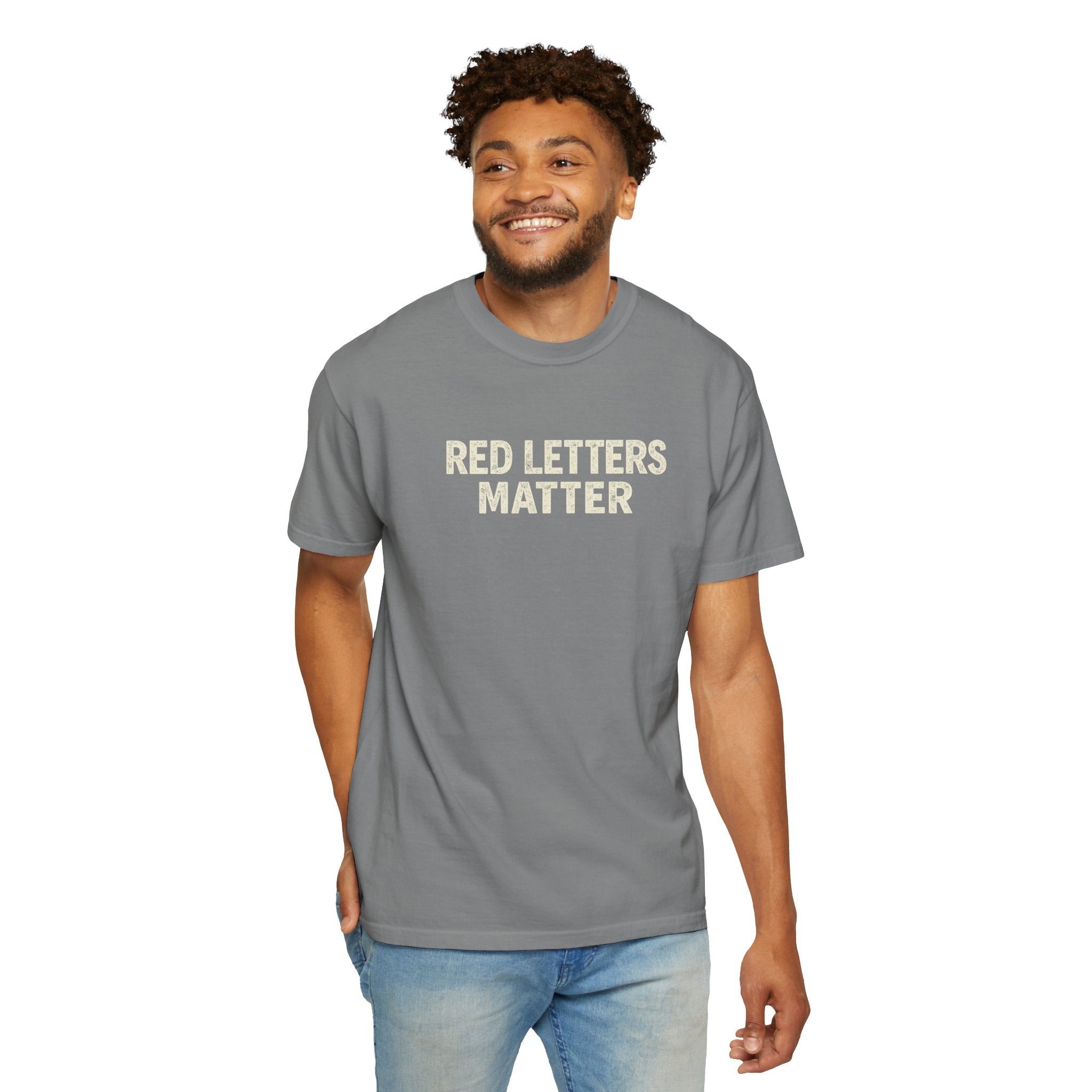 Unisex - Red Letters Matter T‑Shirt — Matthew 22:39 Christian Faith - Comfort Colors Tee