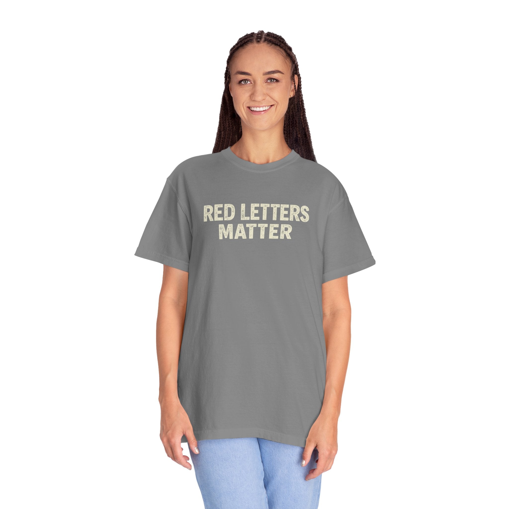 Unisex - Red Letters Matter T‑Shirt — Matthew 22:39 Christian Faith - Comfort Colors Tee