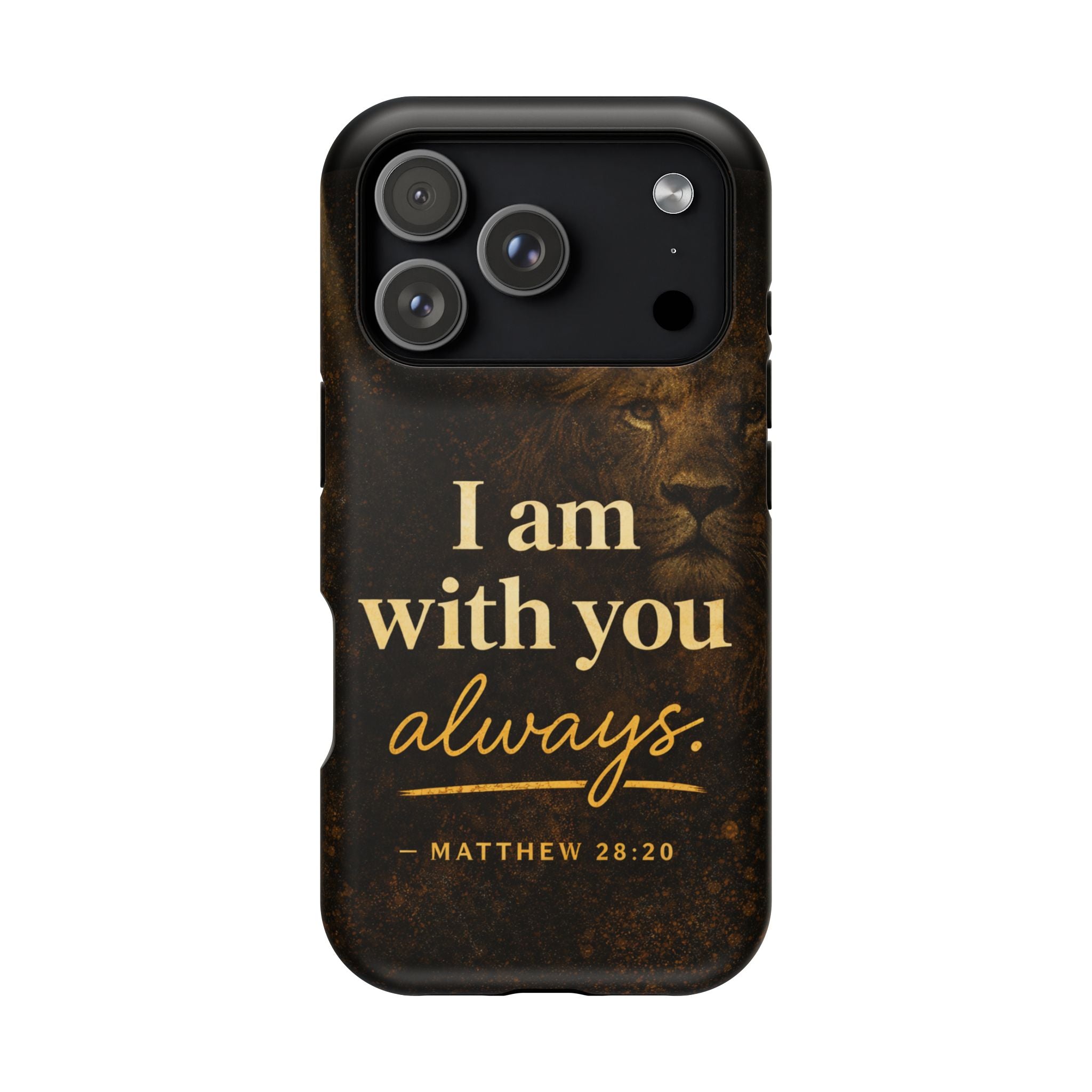 Christian Phone Case — "I Am With You Always" Matthew 28:20 Lion Magnetic Impact Case