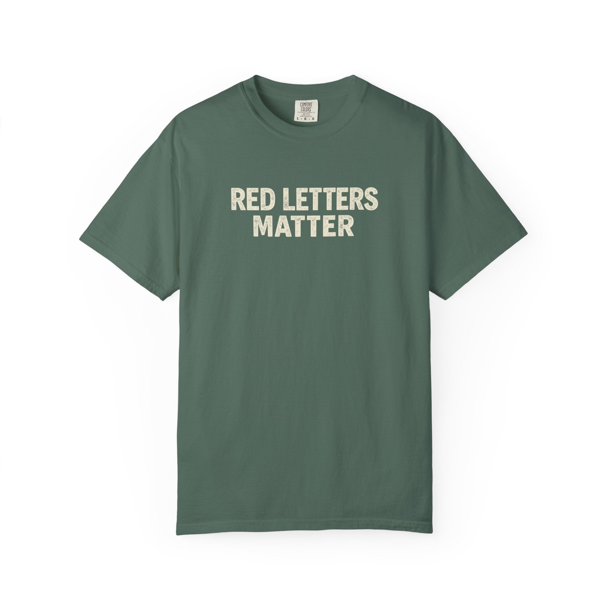 Unisex - Red Letters Matter T‑Shirt — Matthew 22:39 Christian Faith - Comfort Colors Tee