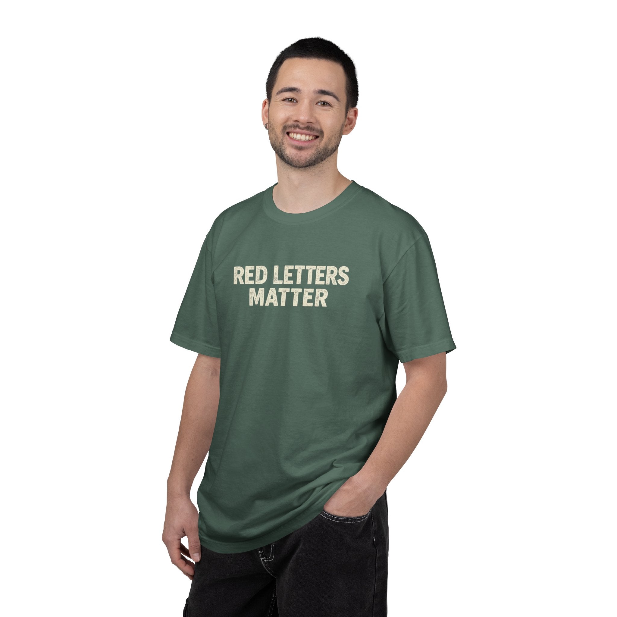 Unisex - Red Letters Matter T‑Shirt — Matthew 22:39 Christian Faith - Comfort Colors Tee