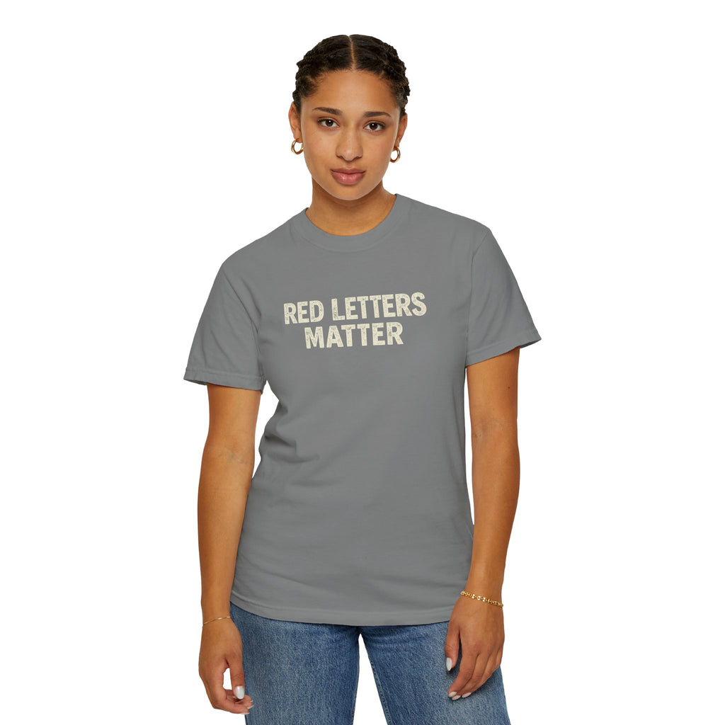 Unisex - Red Letters Matter T‑Shirt — Matthew 22:39 Christian Faith - Comfort Colors Tee