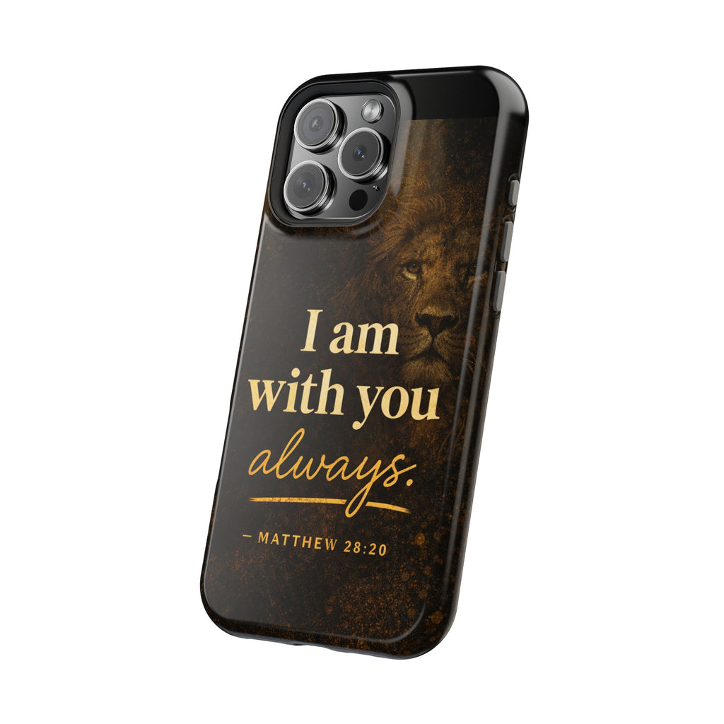 Christian Phone Case — "I Am With You Always" Matthew 28:20 Lion Magnetic Impact Case