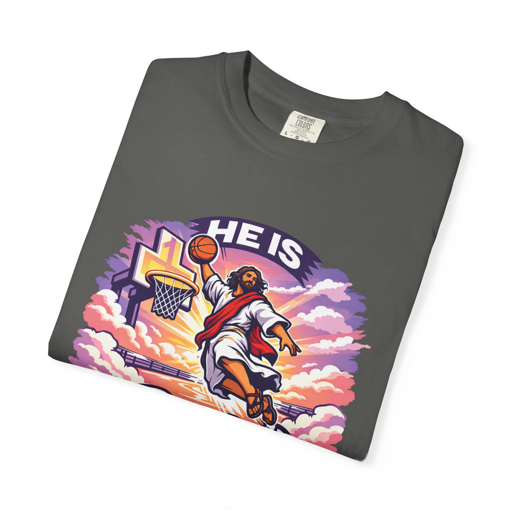 Christian Basketball — "He Is Rizzin'" Resurrection (Easter) -Unisex Comfort Colors