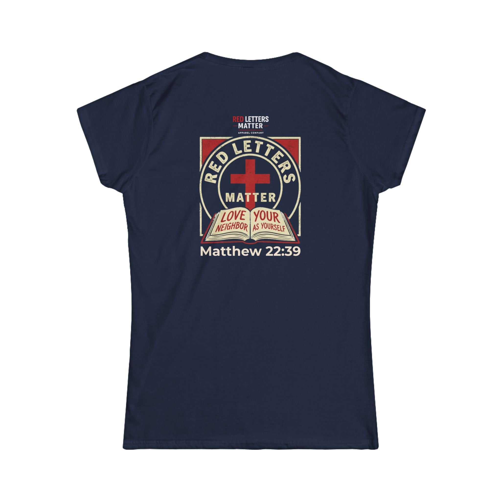 Women's Fit "Red Letters Matter" — Matthew 22:39 Christian - Gildan 64000L T‑Shirt