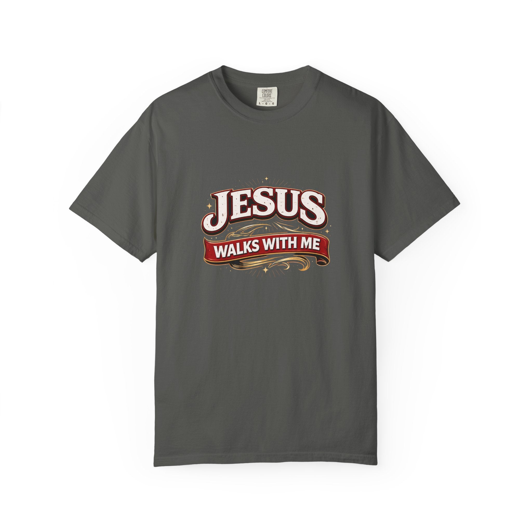 Unisex - Jesus Walks With Me T-Shirt — (Matthew 28:20) - Comfort Colors