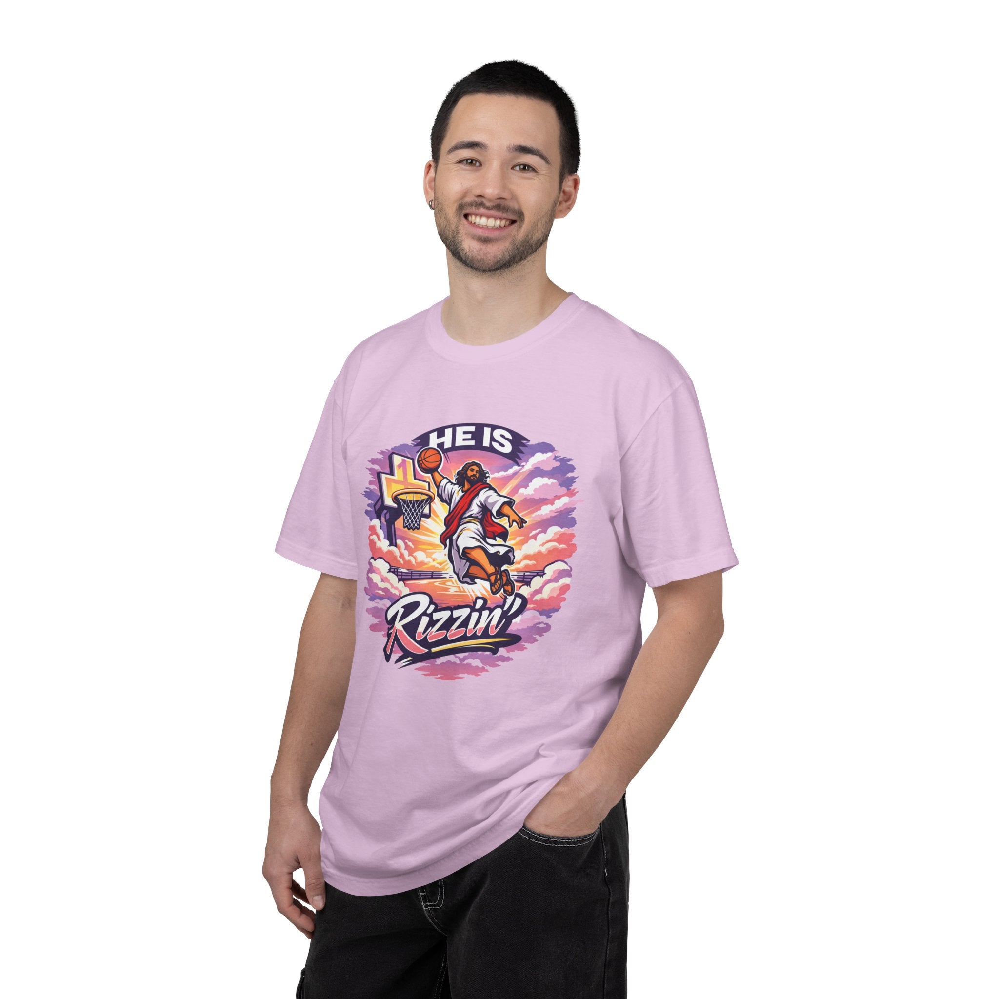 Christian Basketball — "He Is Rizzin'" Resurrection (Easter) -Unisex Comfort Colors