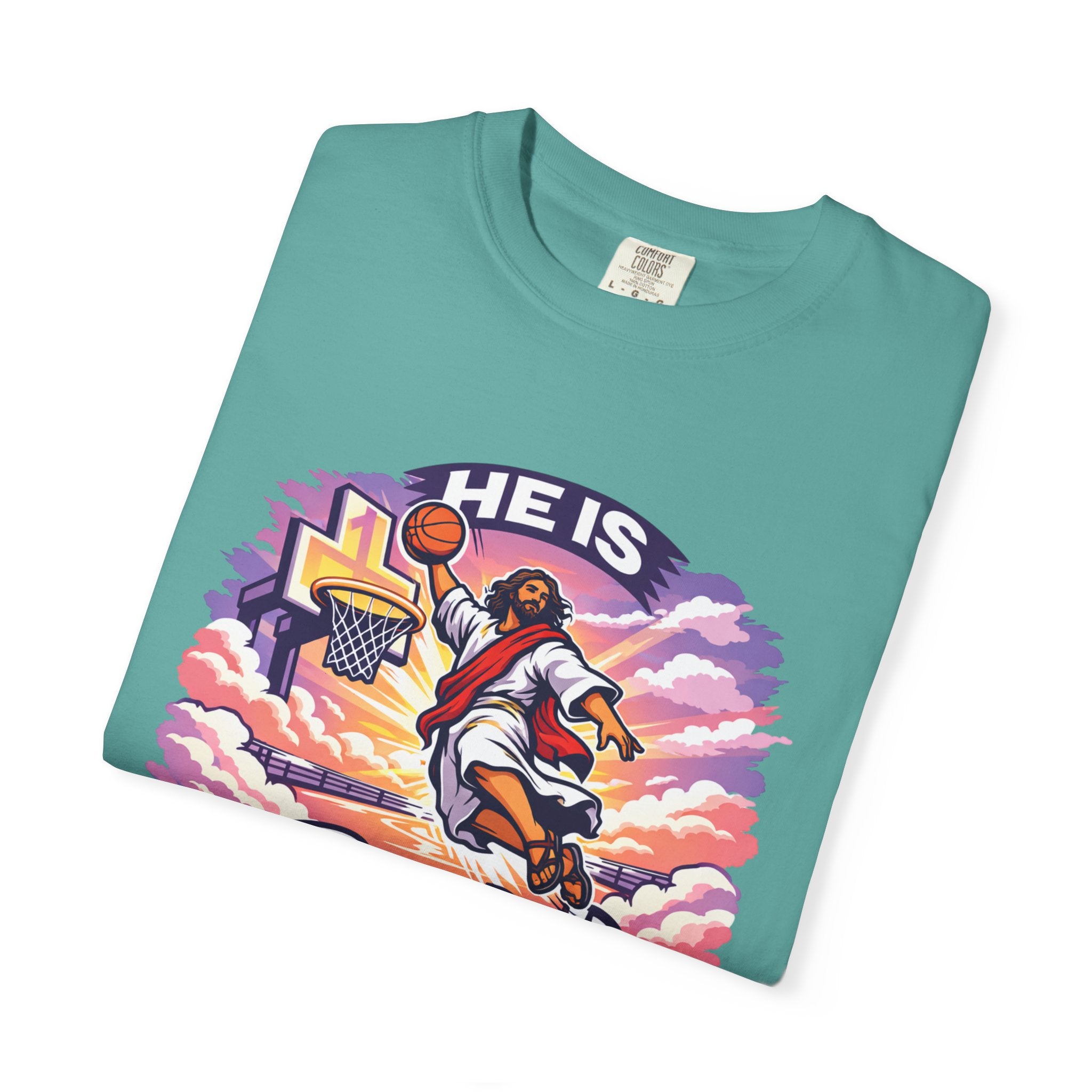 Christian Basketball — "He Is Rizzin'" Resurrection (Easter) -Unisex Comfort Colors