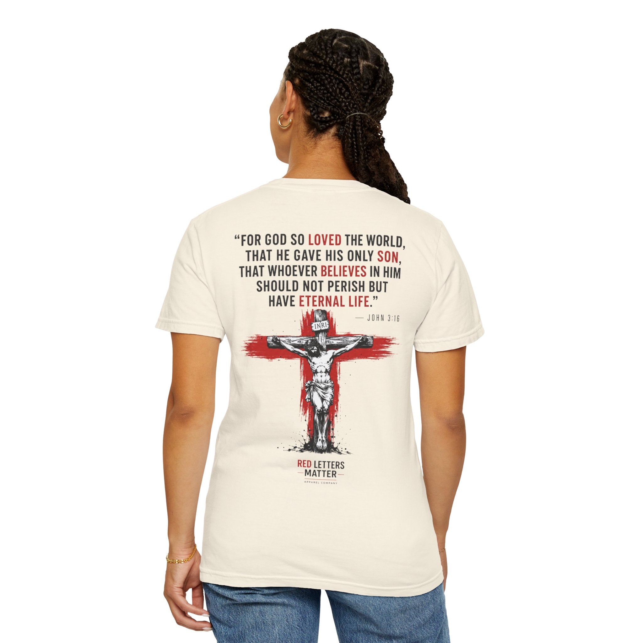 Red Letters Matter - John 3:16 Comfort Colors Tee