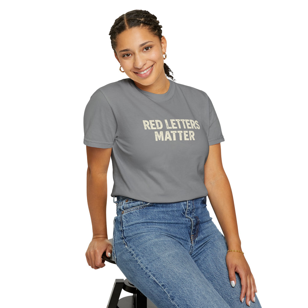 Unisex - Red Letters Matter T‑Shirt — Matthew 22:39 Christian Faith - Comfort Colors Tee