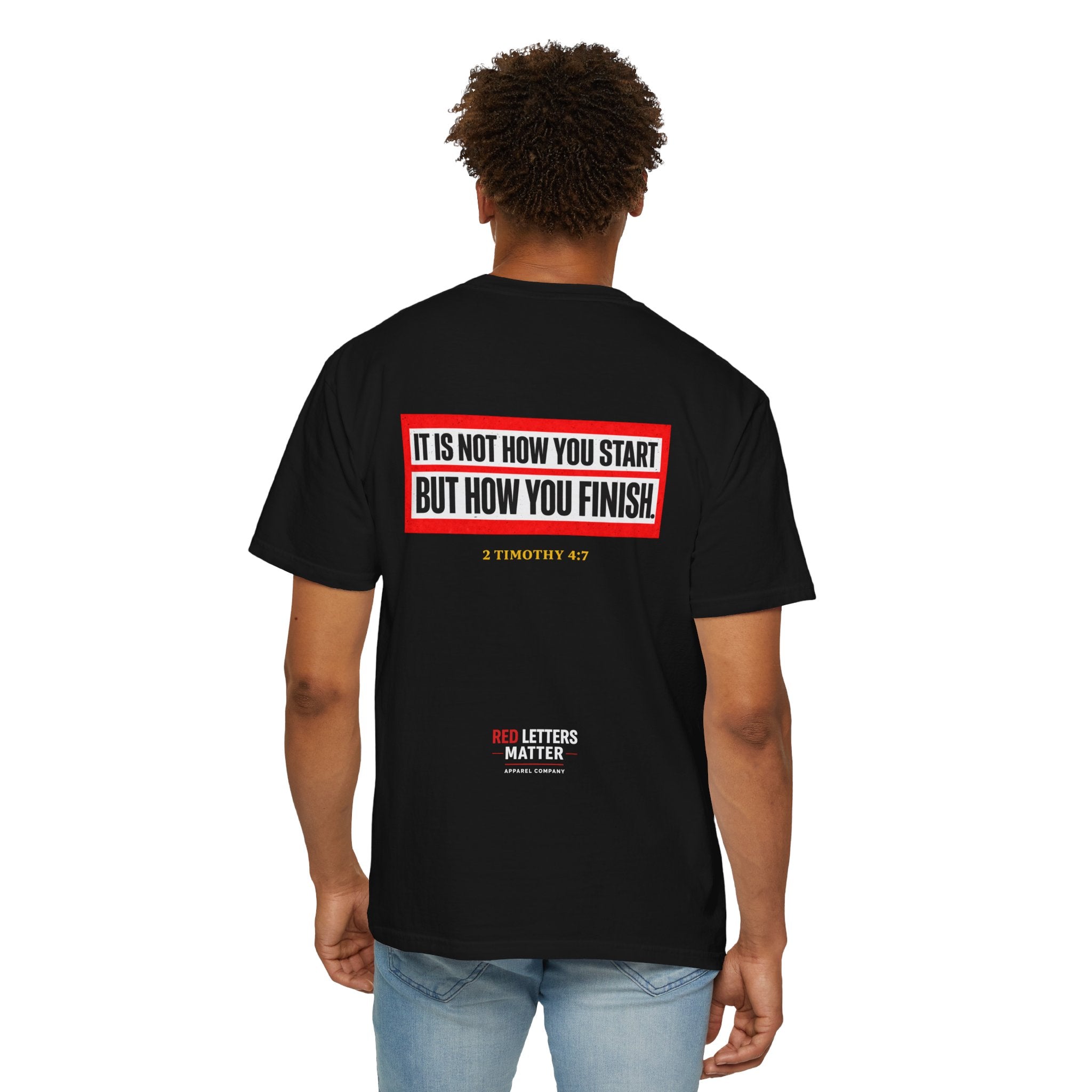 Unisex - Jesus Is King Red Block T-Shirt — 2 Timothy 4:7 Comfort Colors