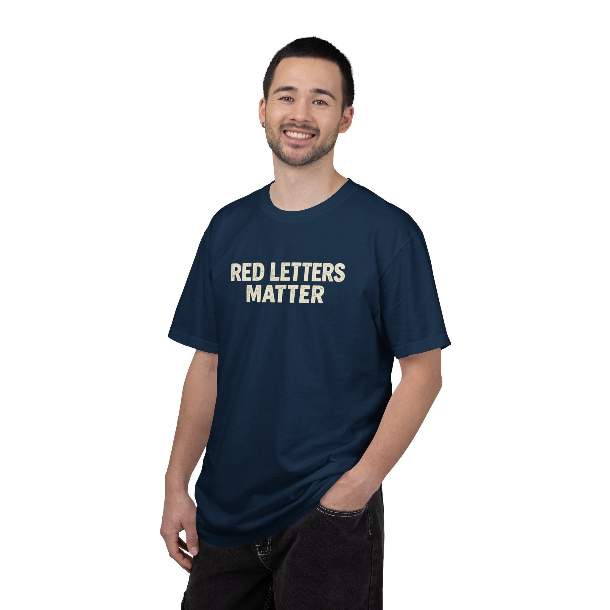 Unisex - Red Letters Matter T‑Shirt — Matthew 22:39 Christian Faith - Comfort Colors Tee