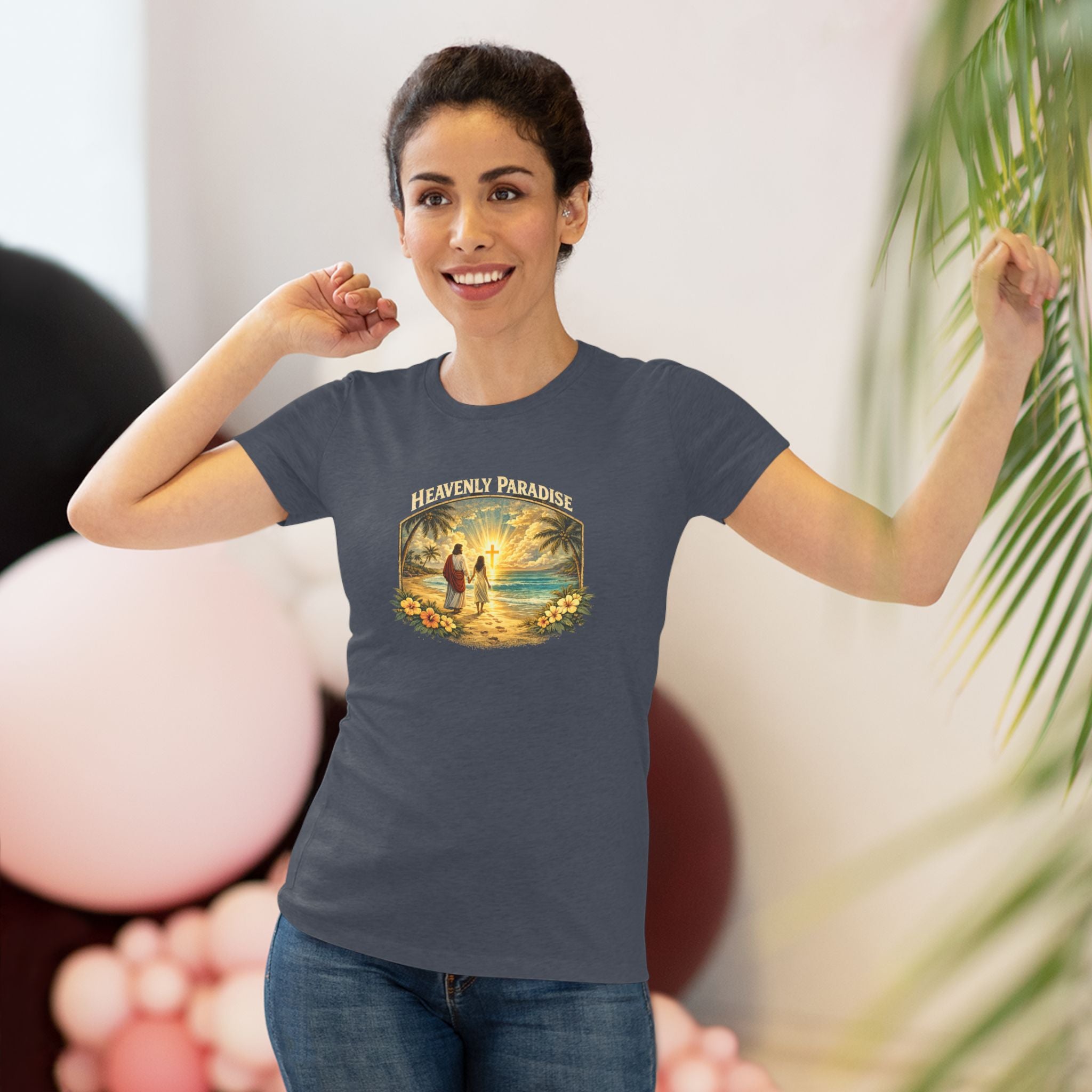 Women's Christian Beach Tee — "I Go to Prepare a Place for You" NextLevel Tee