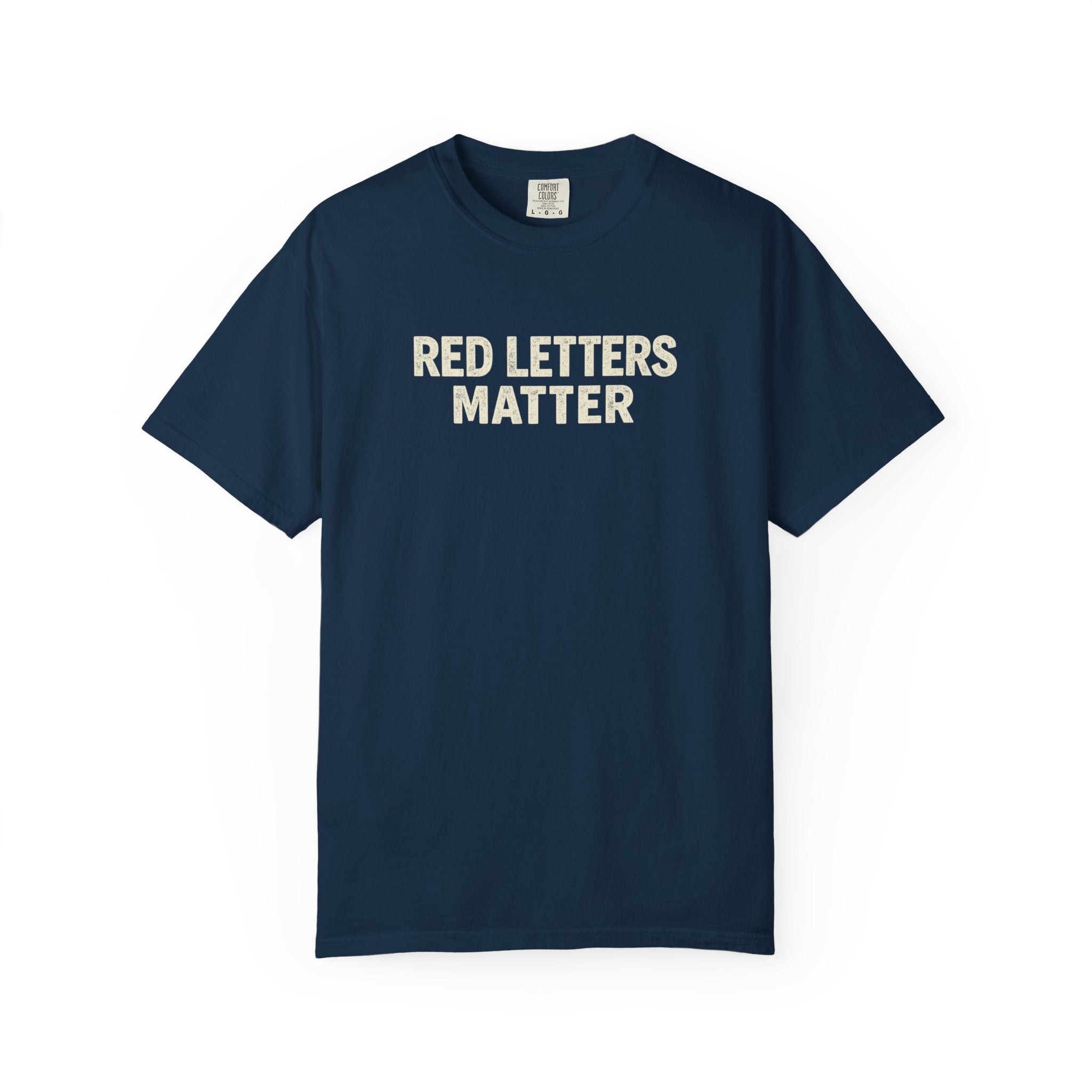Unisex - Red Letters Matter T‑Shirt — Matthew 22:39 Christian Faith - Comfort Colors Tee
