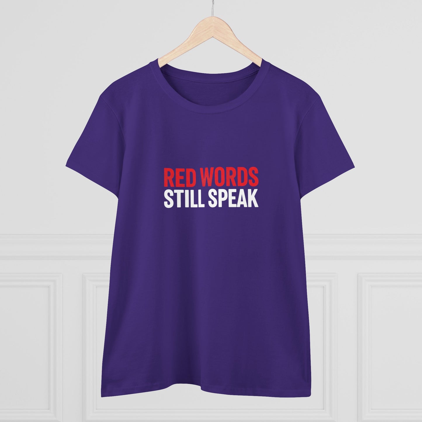 Women's Christian Scripture Tee — "Red Words Still Speak" (Matthew 24:35)