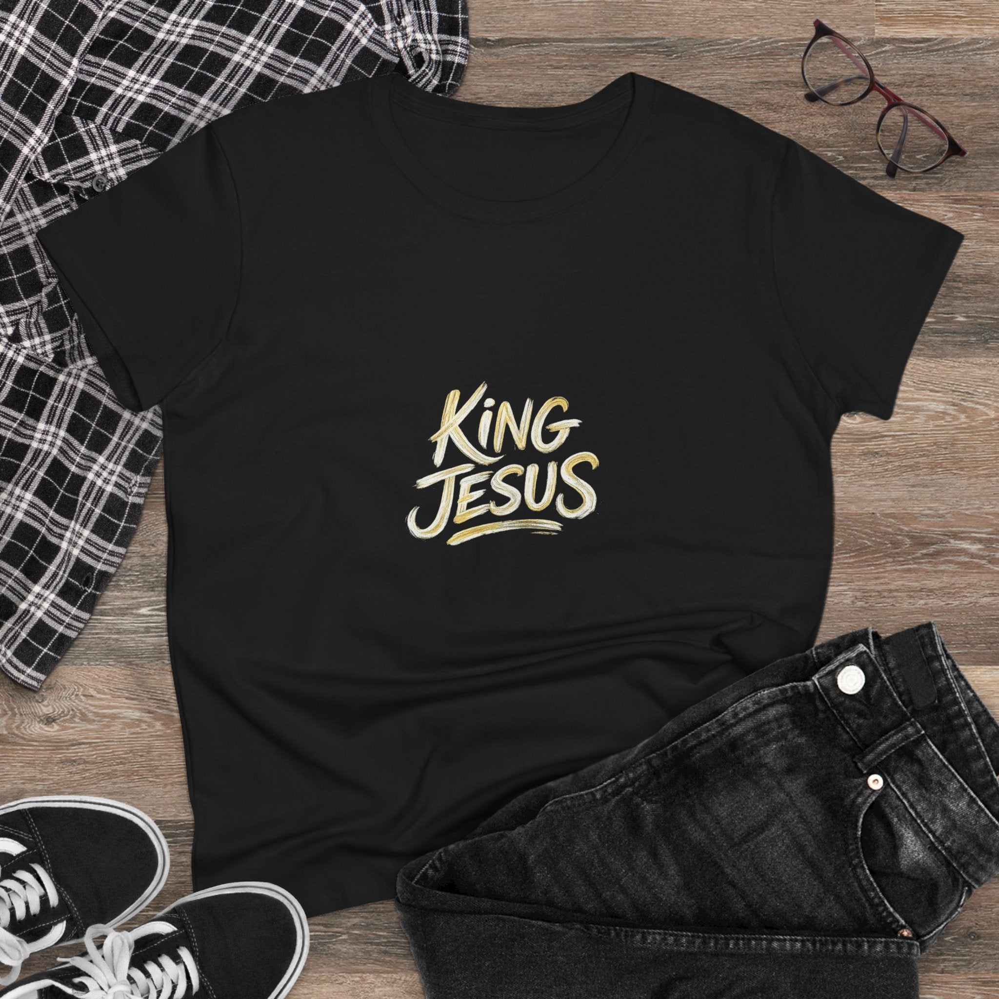 Women's King Jesus T-Shirt — "All Hail King Jesus" Christian Faith Tee