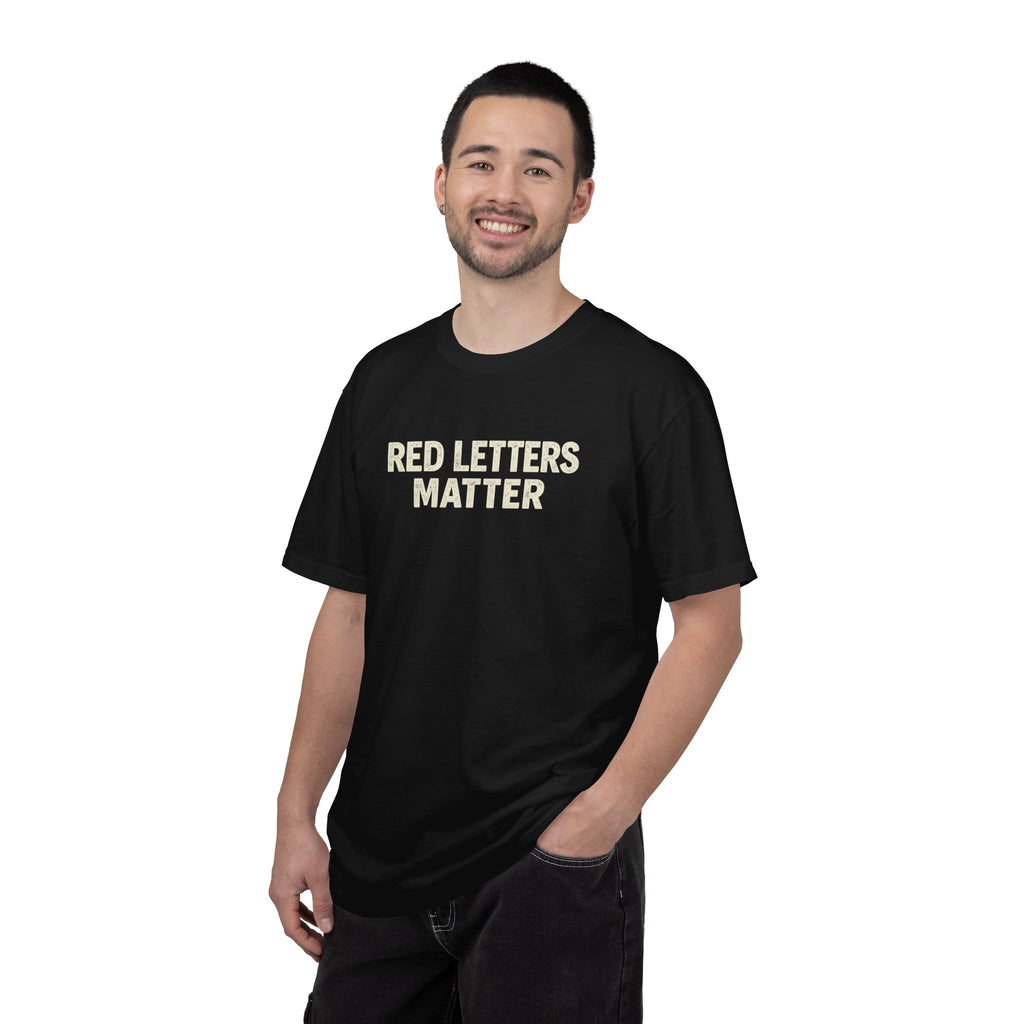 Unisex - Red Letters Matter T‑Shirt — Matthew 22:39 Christian Faith - Comfort Colors Tee